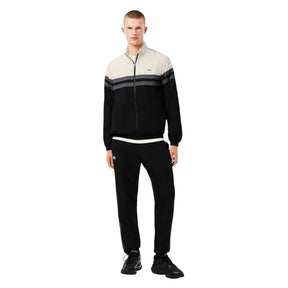 LACOSTE Tuta In Microfibra Con Zip e Bande Centrali Beige/Nero/Grigio