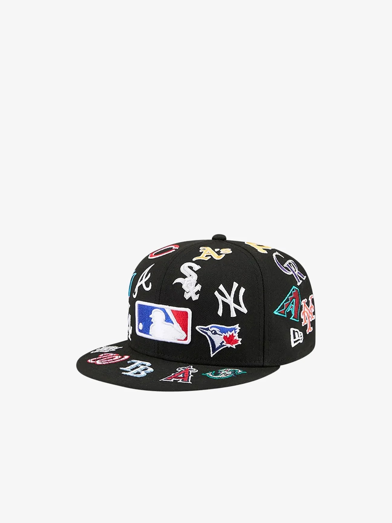 NEW ERA Cappello Con Visiera Piatta 59Fifty Fitted Nero Multilogo