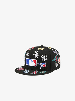 NEW ERA Cappello Con Visiera Piatta 59Fifty Fitted Nero Multilogo