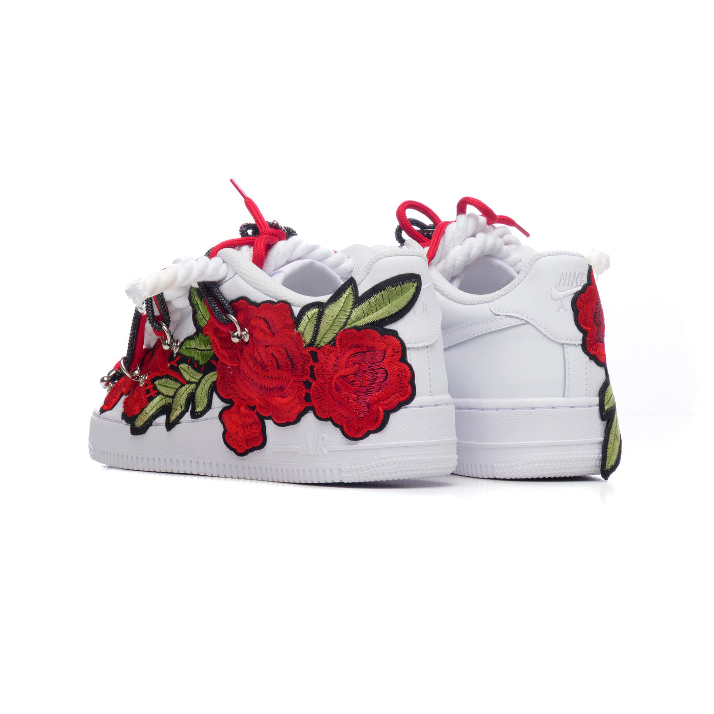 NIKE Air Force 1 Rope Laces Con Patch Rosa Rossa E Doppio Laccio