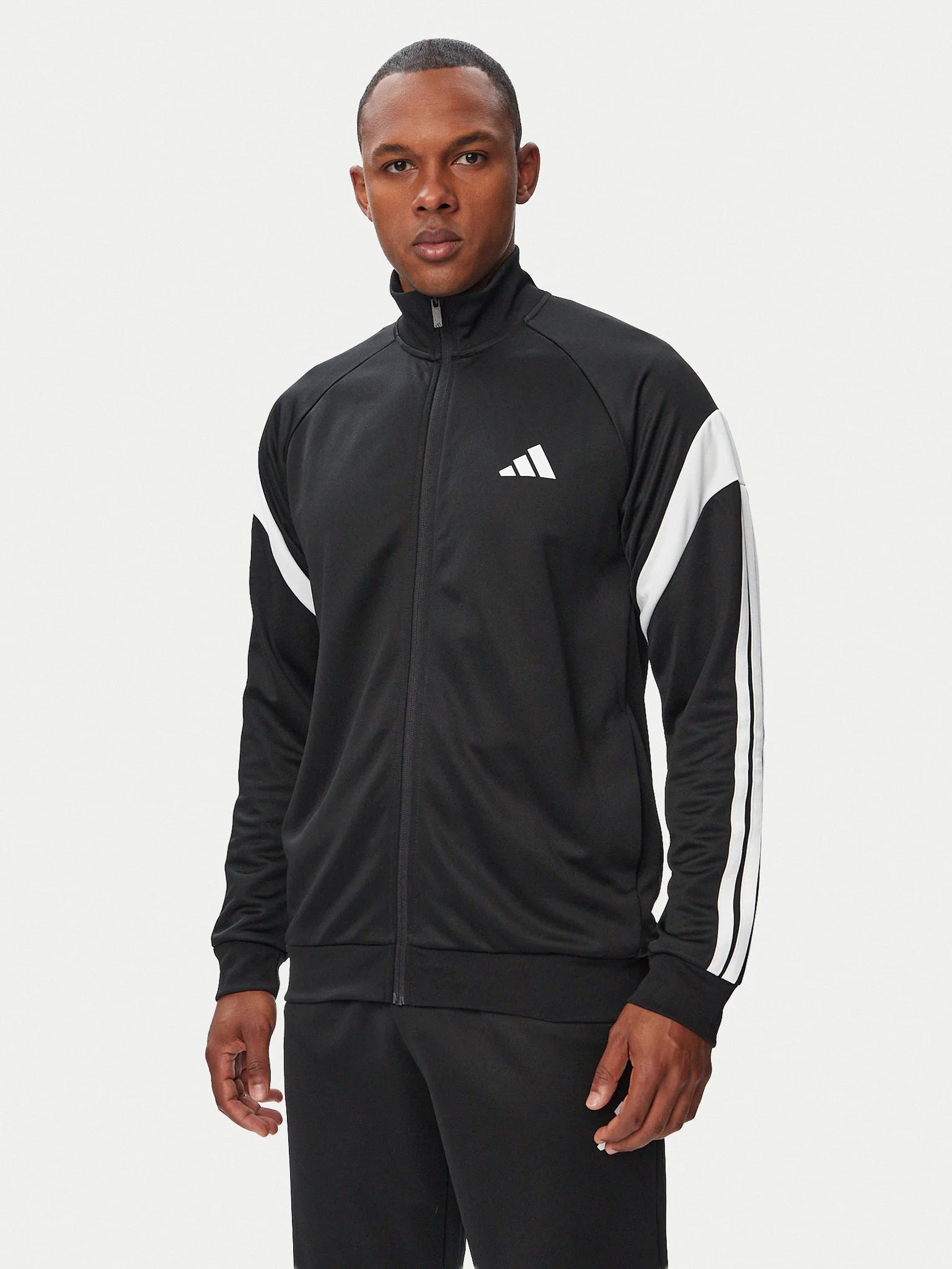 ADIDAS Tuta Acetata Teamsport Con Bande Sulle Maniche Nera/Bianca