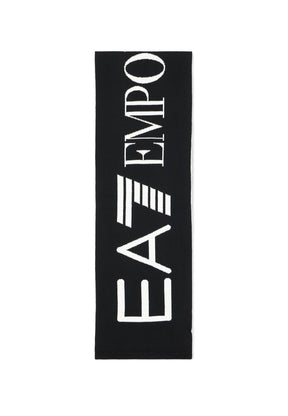 EMPORIO ARMANI Sciarpa Con Logo Nero/Bianco