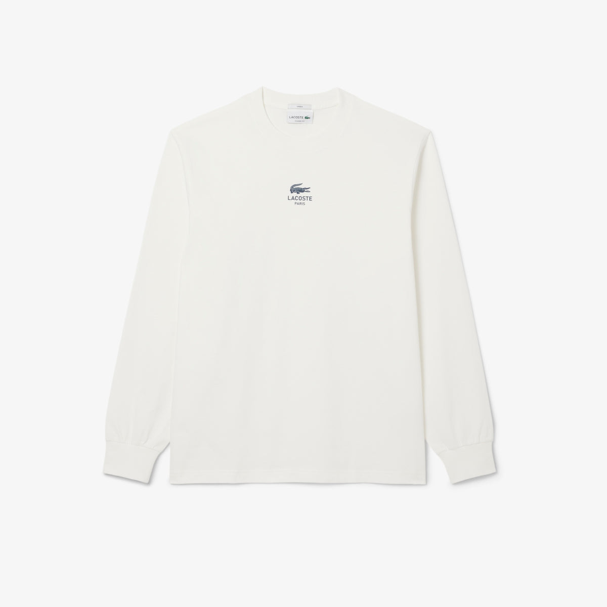 LACOSTE T-Shirt manica lunga Scritta Lacoste Paris Bianca