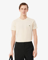 LACOSTE T-Shirt Basic In Cotone Pima Beige Chiaro