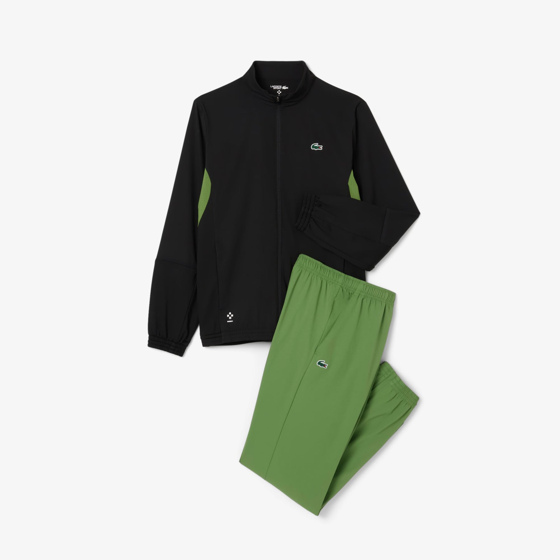 LACOSTE Tuta Con Logo Retro In Microfibra Nera/Verde