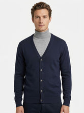 GIANNI LUPO Cardigan Con Bottoni e Scollo a V Blu