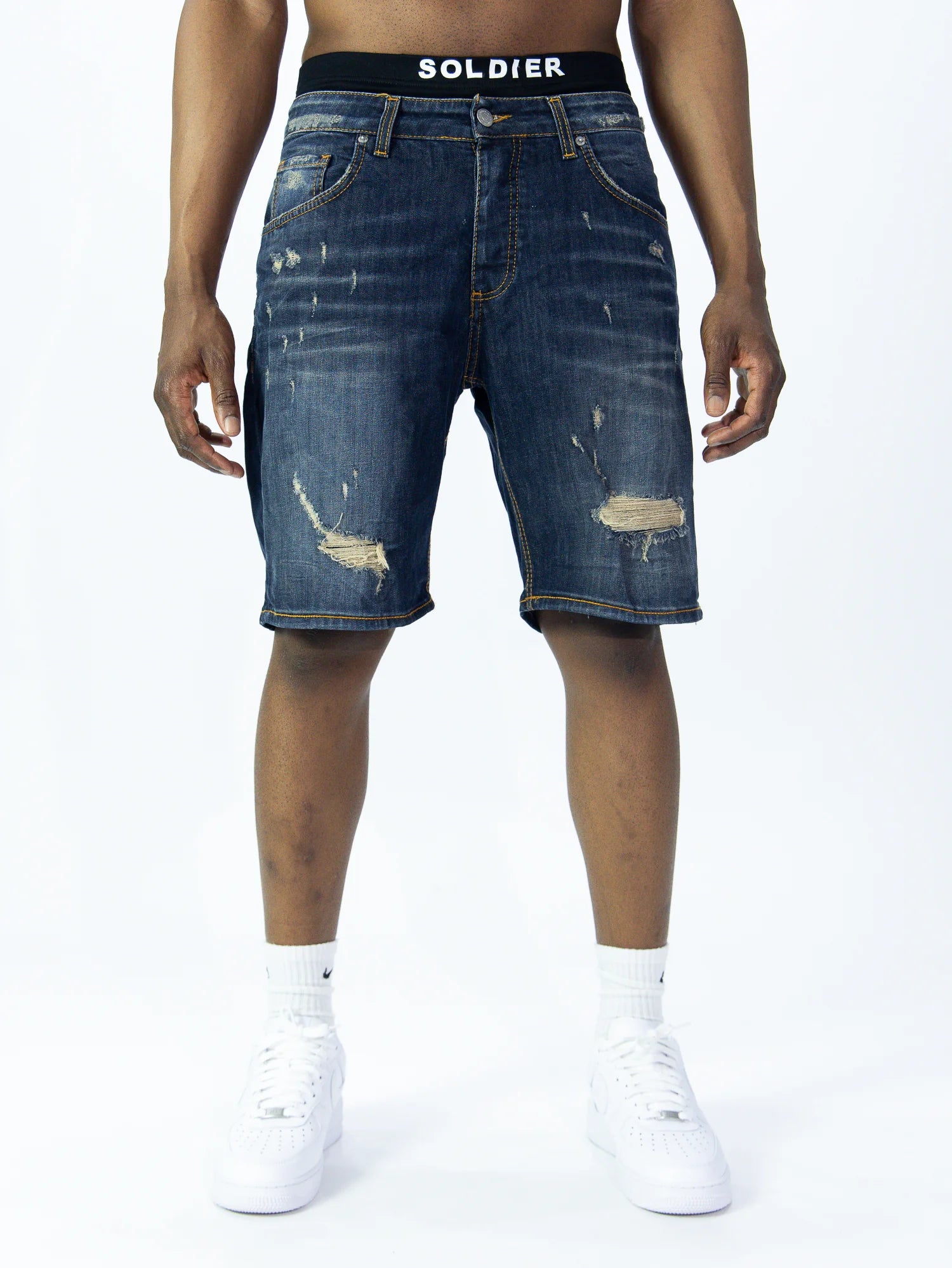 SOLDIER Bermuda Jeans Sabbiato Denim Blu