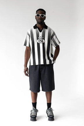 BLACK ISLAND Polo In Cotone Stampa Retro Bianca/Nera