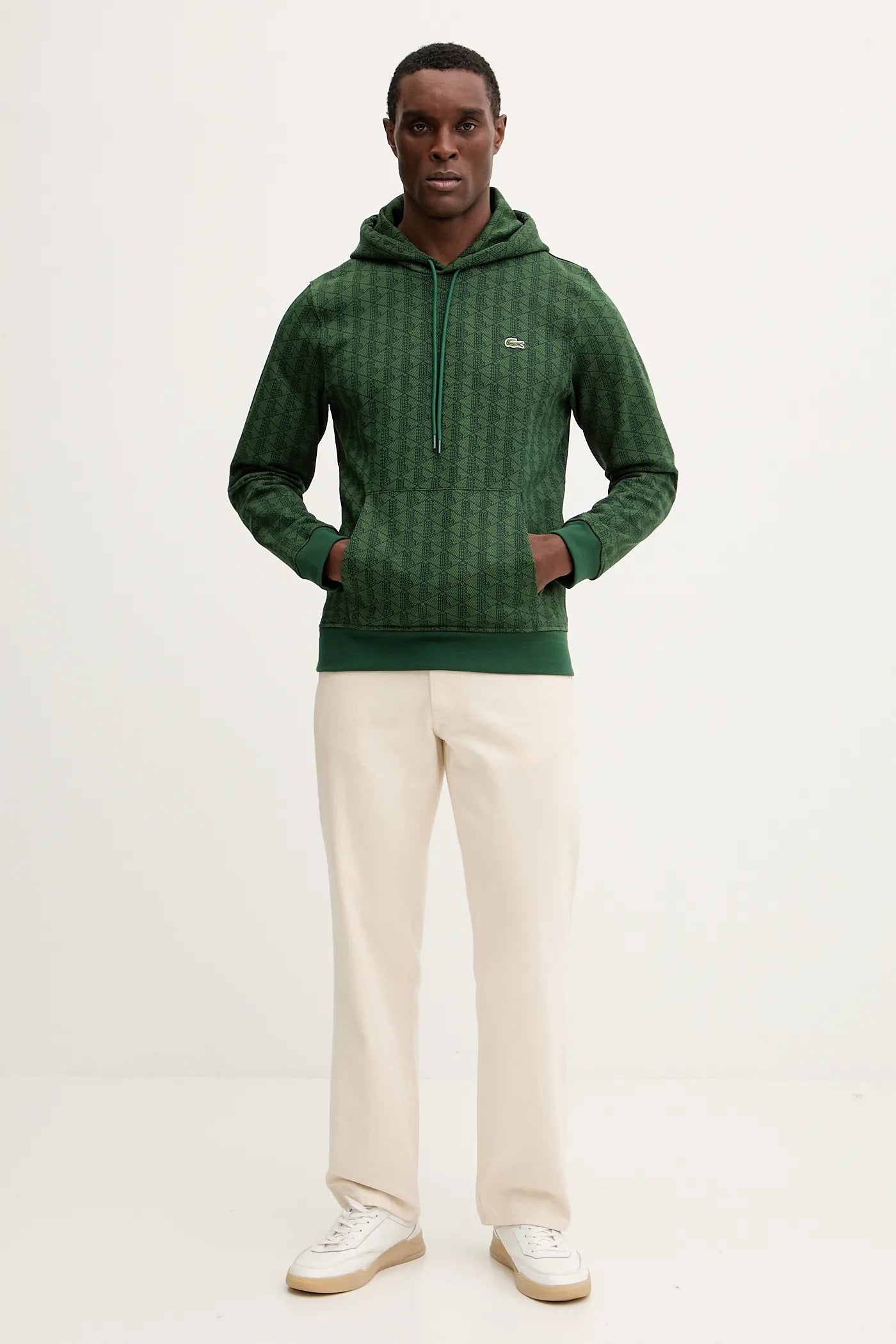 LACOSTE Felpa Monogram Con Cappuccio Verde