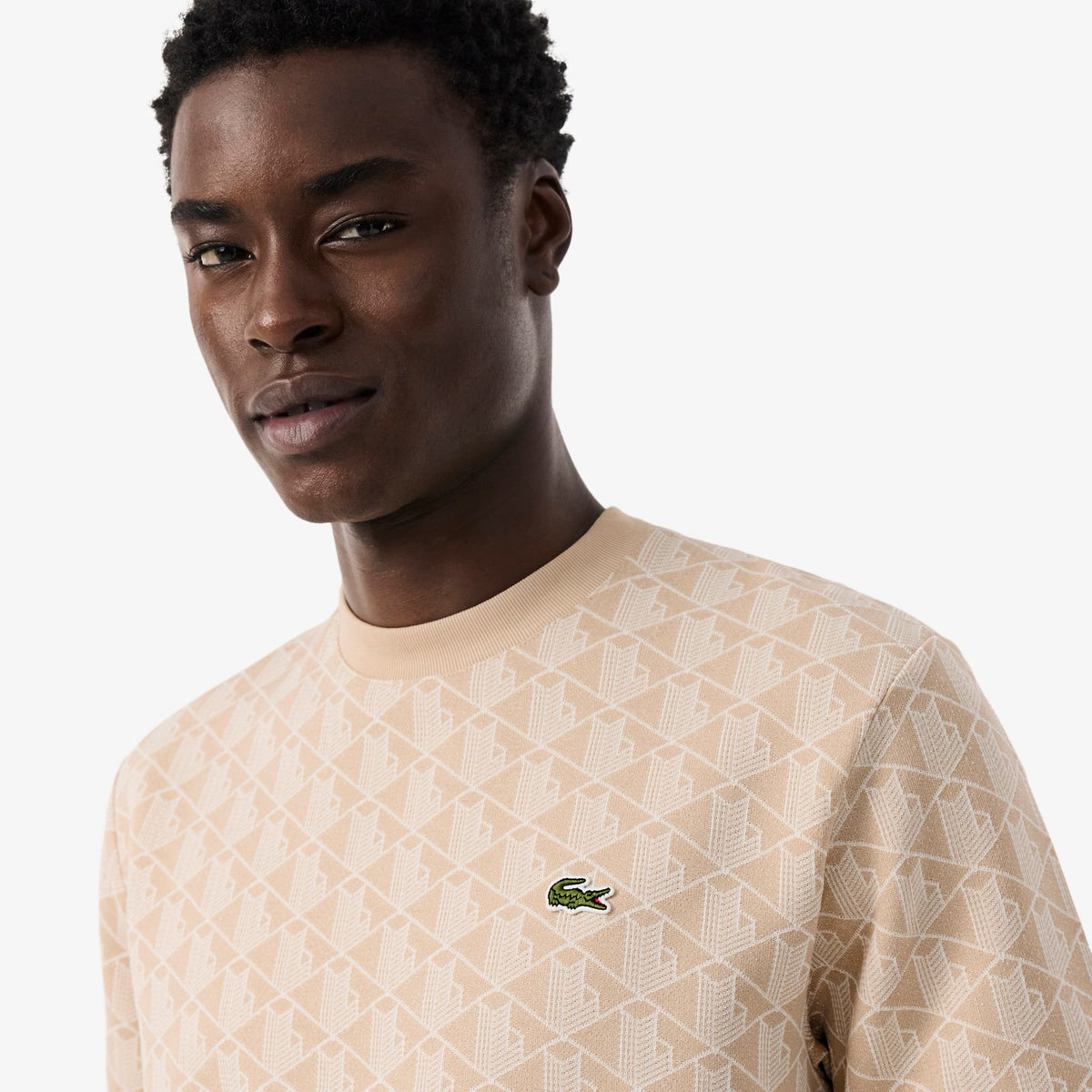 LACOSTE T-Shirt Monogram Beige