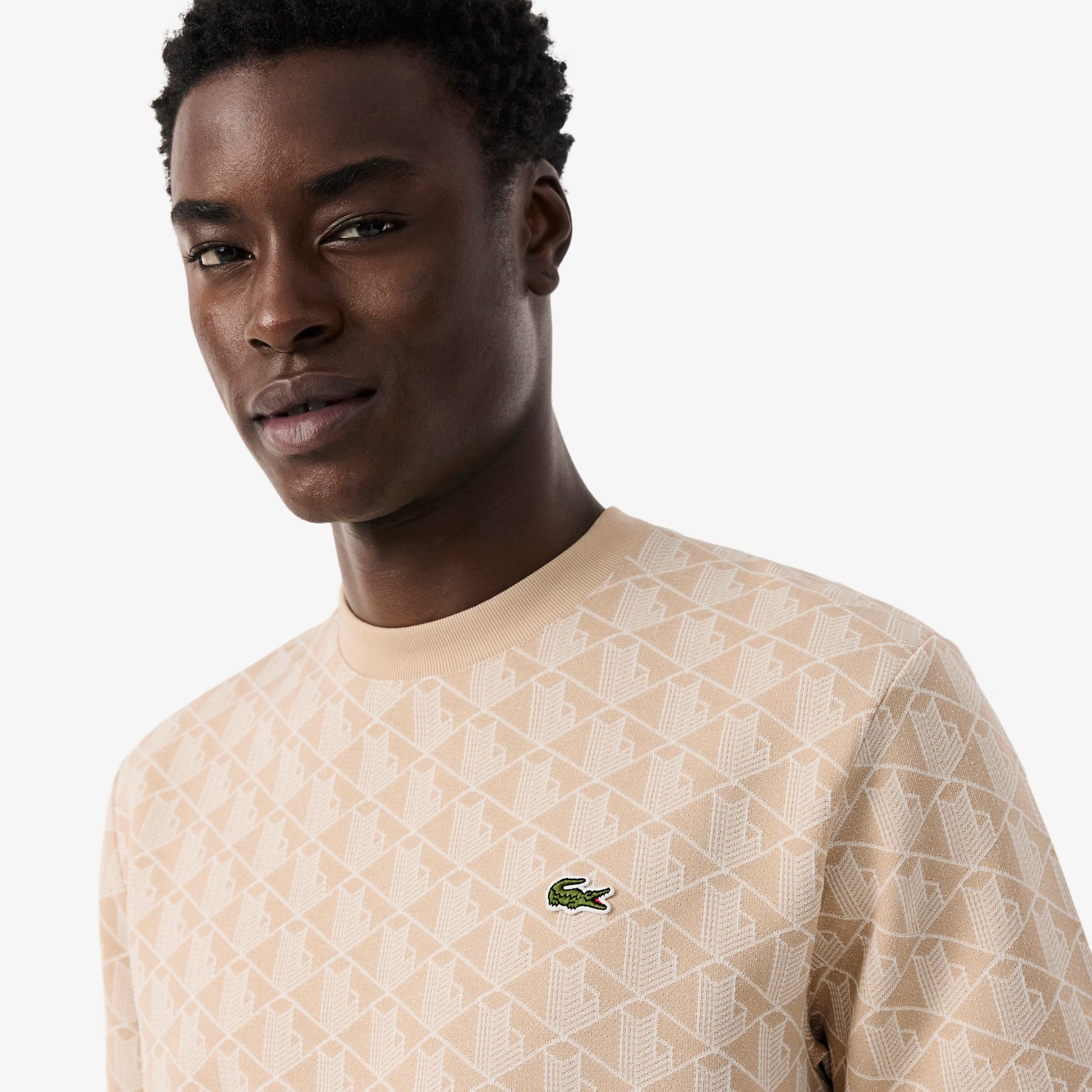 LACOSTE T-Shirt Monogram Beige