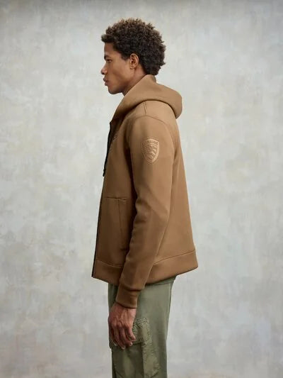 BLAUER Felpa In Neoprene Con Cappuccio Cammello