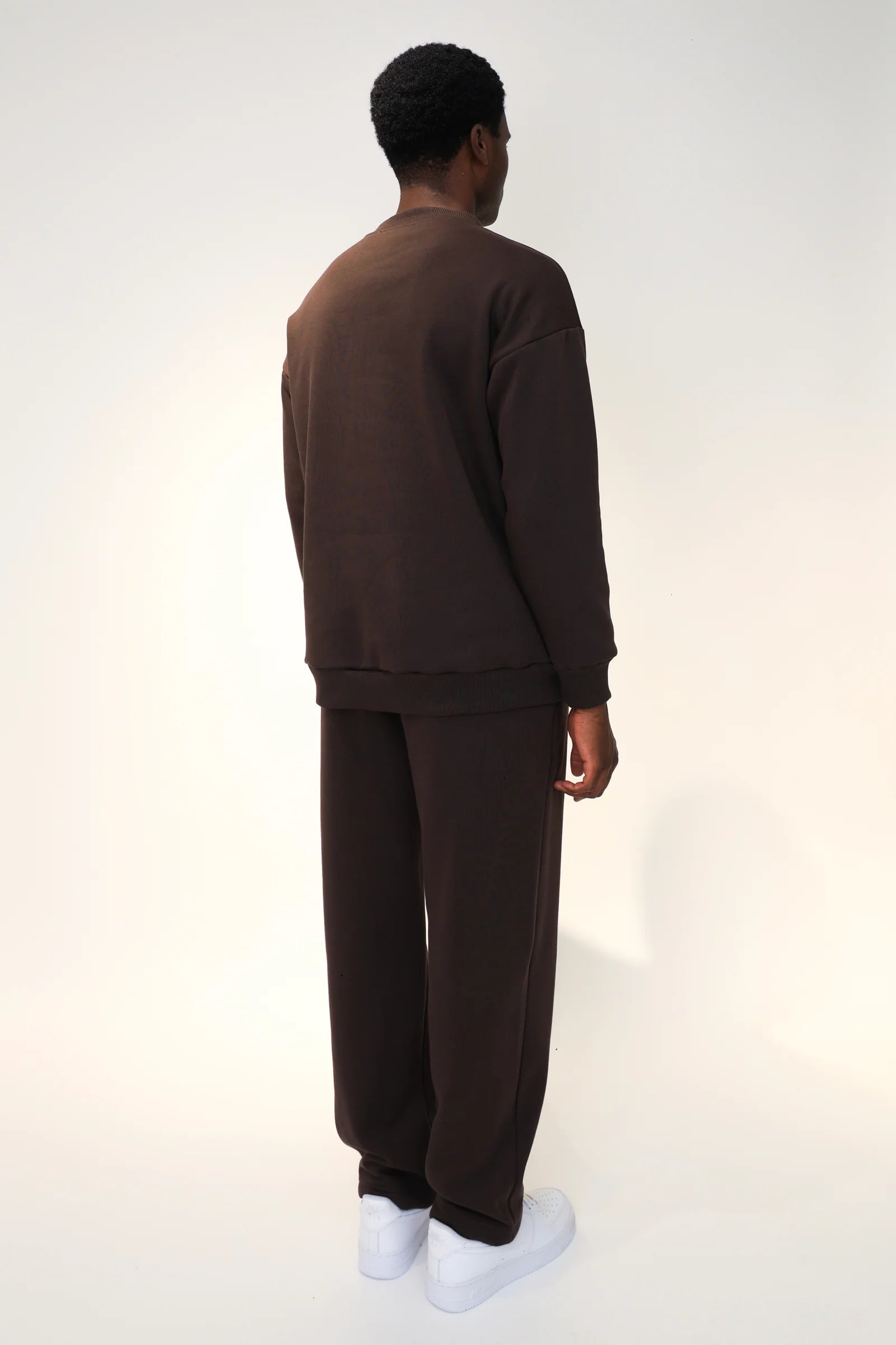 SOLDIER Tuta Felpata Girocollo Pantalone Baggy Marrone