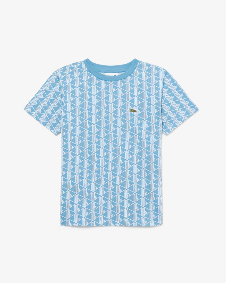 LACOSTE T-Shirt Monogram Bambino/Bambina Azzurra