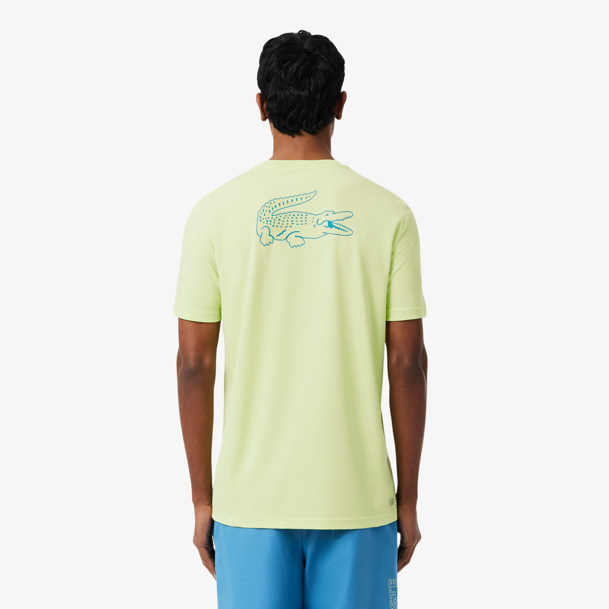 LACOSTE T-Shirt Con Bordino e Logo Retro Gialla/Azzurra