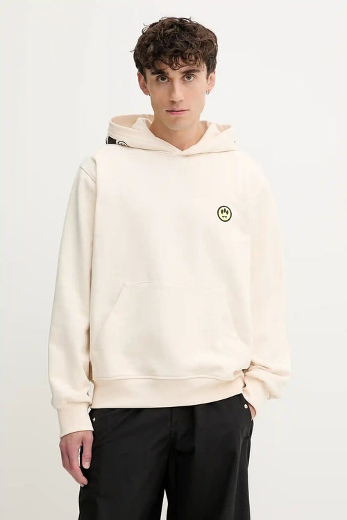 BARROW Felpa con cappuccio Con Logo Avanti e Stampa Cappuccio Beige