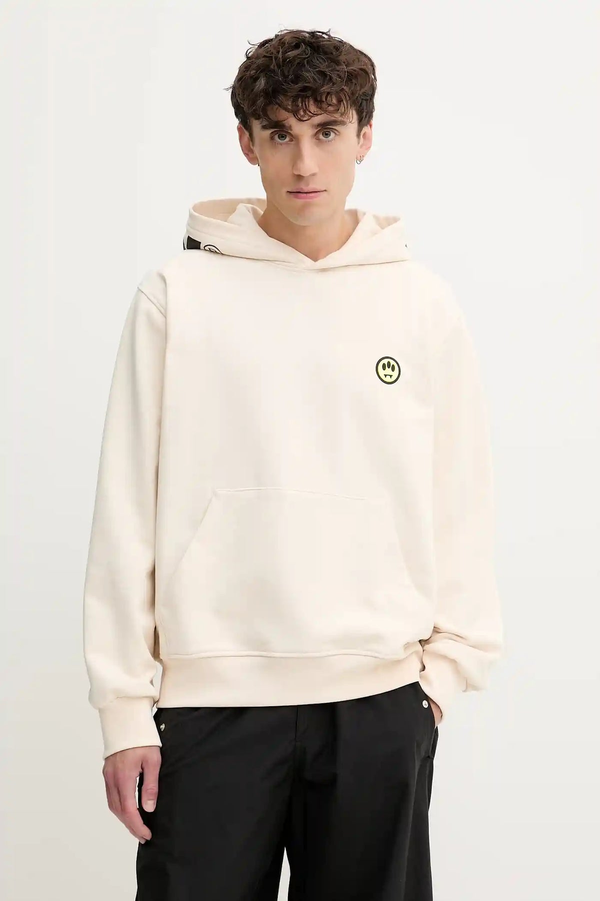 BARROW Felpa con cappuccio Con Logo Avanti e Stampa Cappuccio Beige