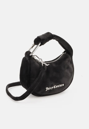 JUICY COUTURE MICRO BORSA A SPALLA BLOSSOM IN VELLUTO CON TRACOLLA – NERO
