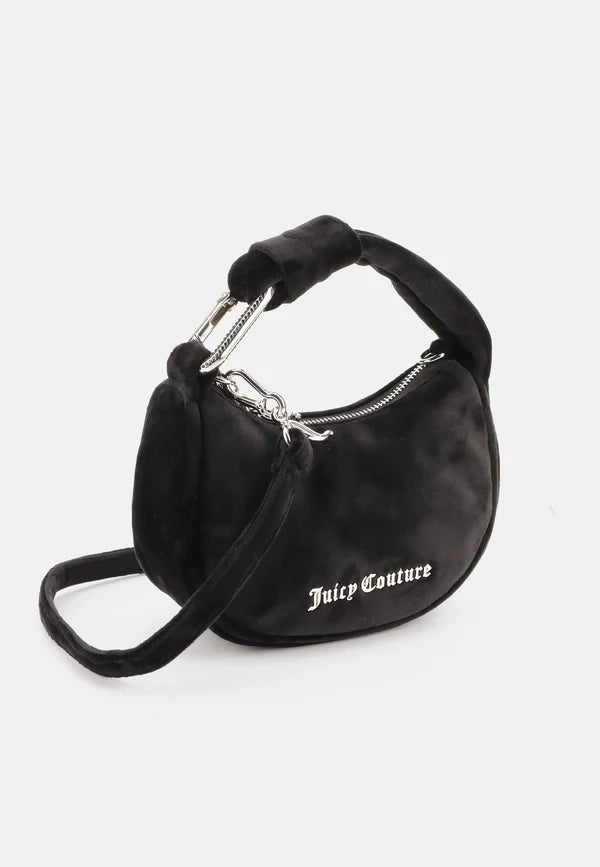 JUICY COUTURE MICRO BORSA A SPALLA BLOSSOM IN VELLUTO CON TRACOLLA – NERO