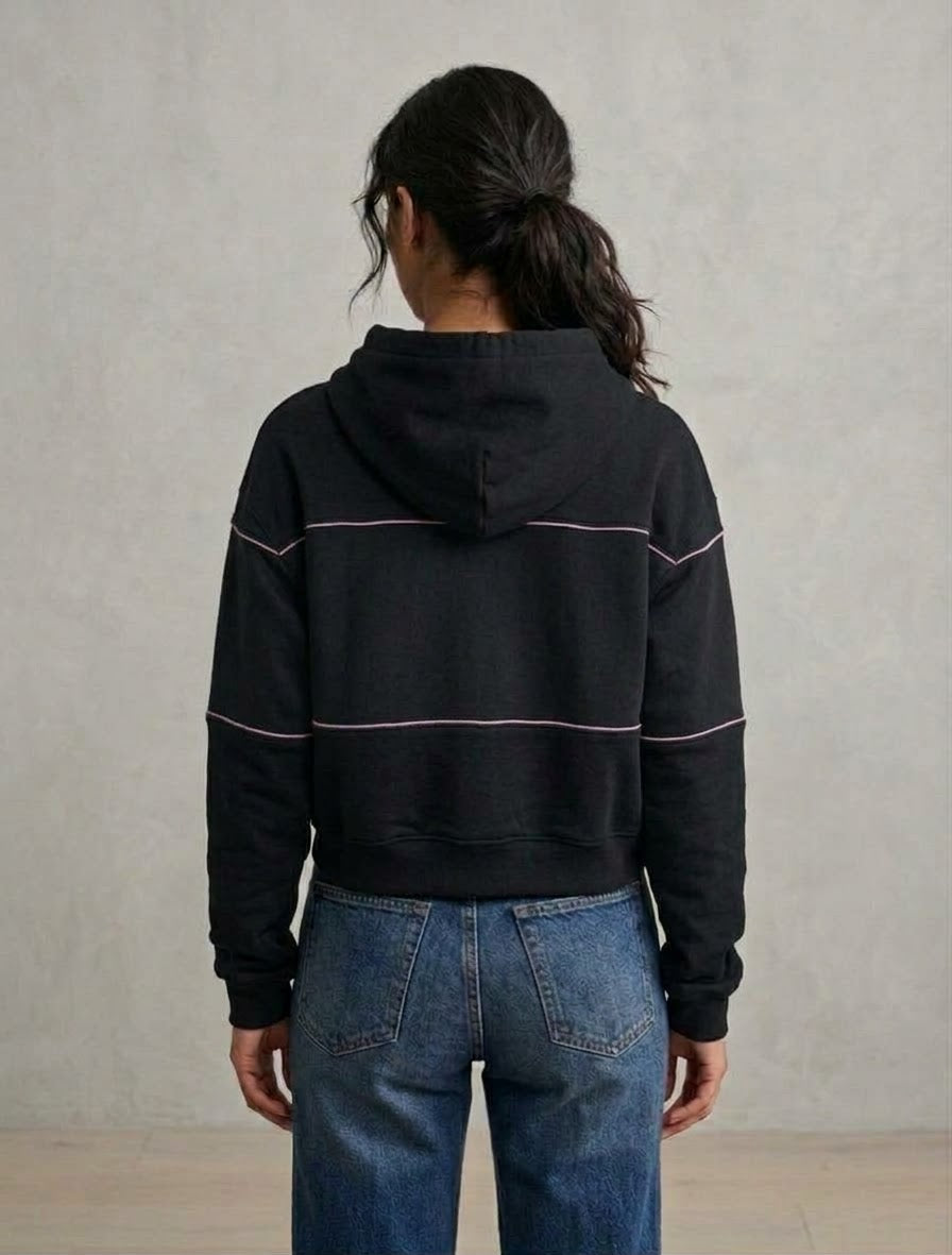 DISCLAIMER Felpa Con Cappuccio Scritta Glitterata Donna Nero/Argento
