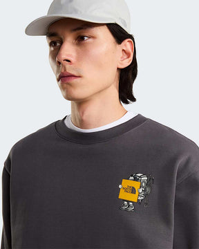 THE NORTH FACE Felpa Girocollo Con Grafica Frontale e Sul Retro Nera/Gialla 26/27