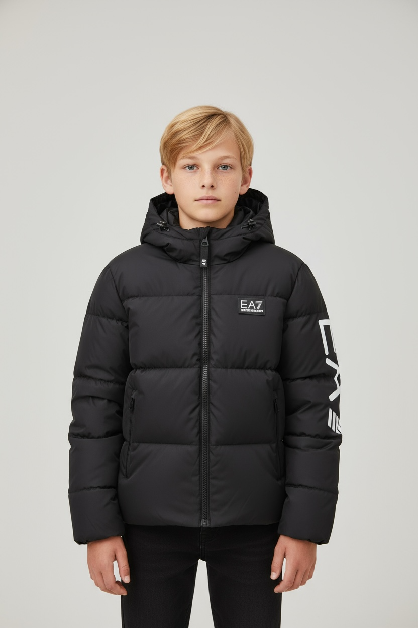 EMPORIO ARMANI Giubbotto Bambino Invernale Fantasia Nero/Bianco