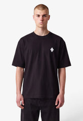 COUNTY OF MILAN T-Shirt Nera Marcelo Burlon Logo Ricamato e Stampa Retro