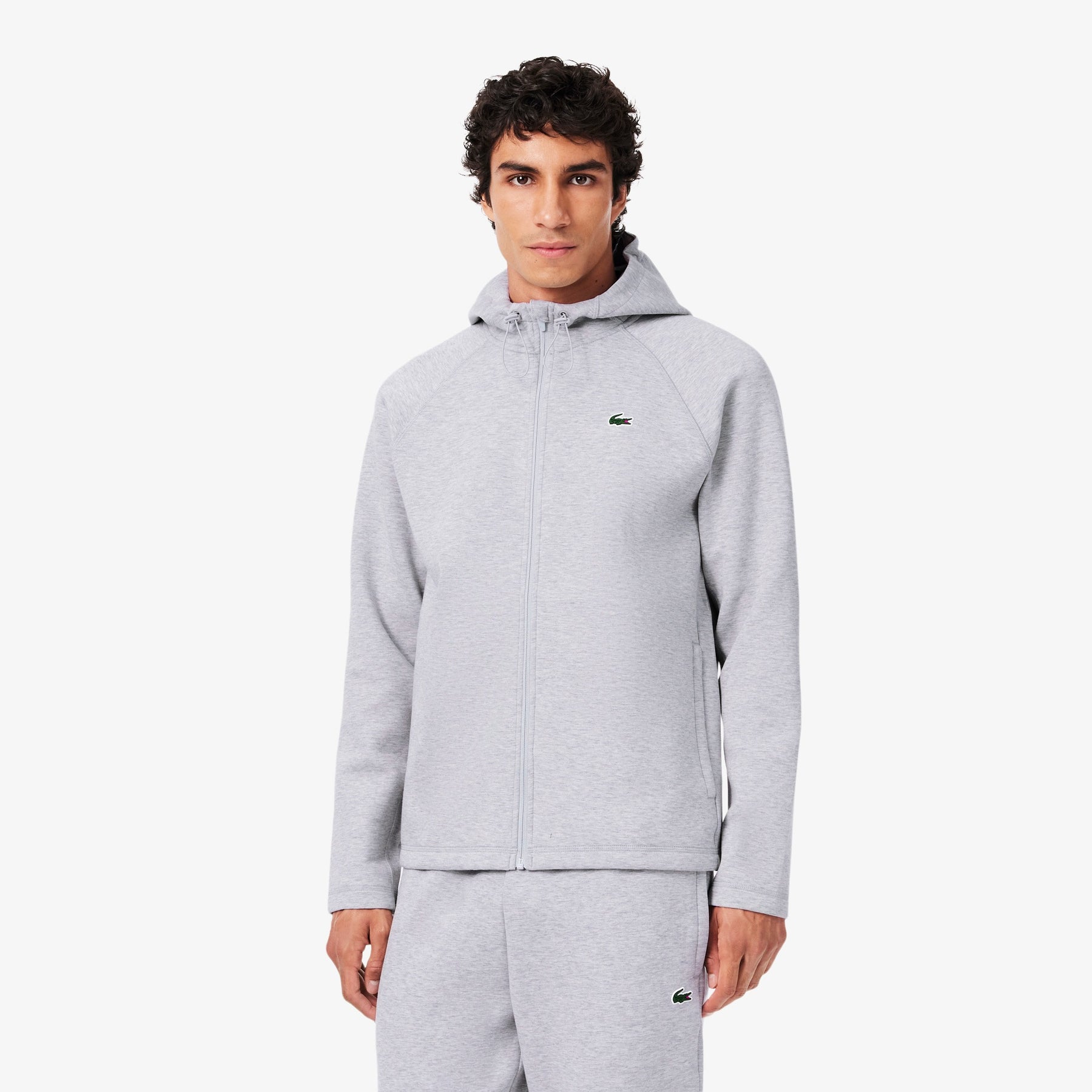 LACOSTE Tuta Completa Interlock Con Zip e Cappuccio Grigia