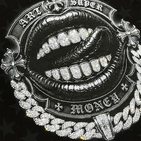 ART SUPER MONEY Long Sleeve Deep Gothic Con Stampa e Strass Fronte Retro Con Stampa Star Nera