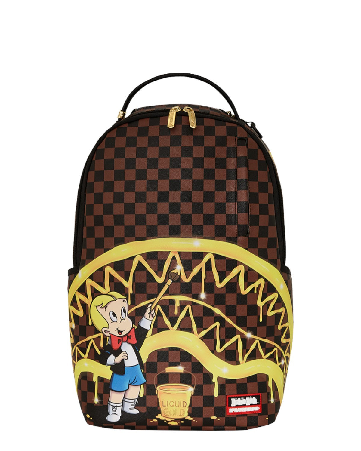 SPRAYGROUND Zaino In Pelle Richie Rich Gold Sharkmouth