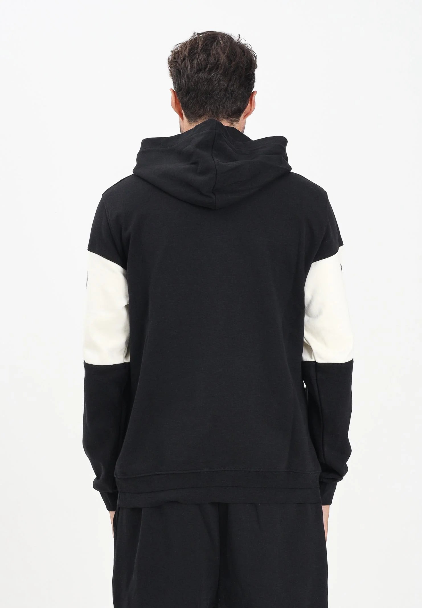 DISCLAIMER Felpa Con Cappuccio Logo Centrale Nera e Panna