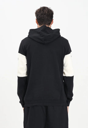 DISCLAIMER Felpa Con Cappuccio Logo Centrale Nera e Panna