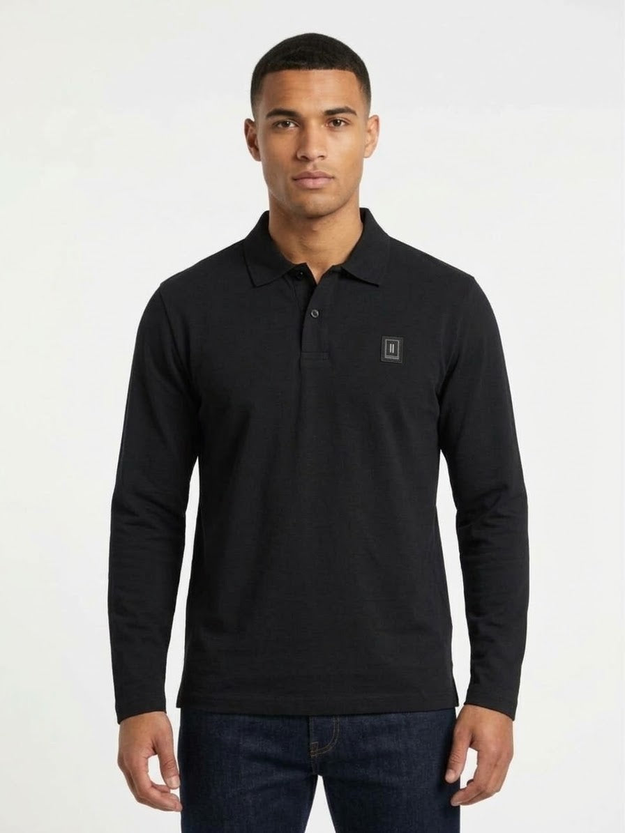 SOLDIER Polo Manica Lunga Logo Sul Petto Nero
