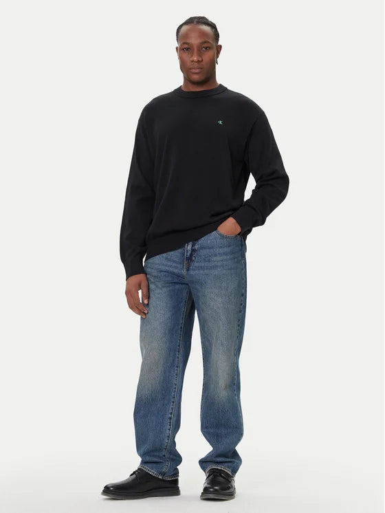CALVIN KLEIN Maglioncino Nero Logo Piccolo Verde FW