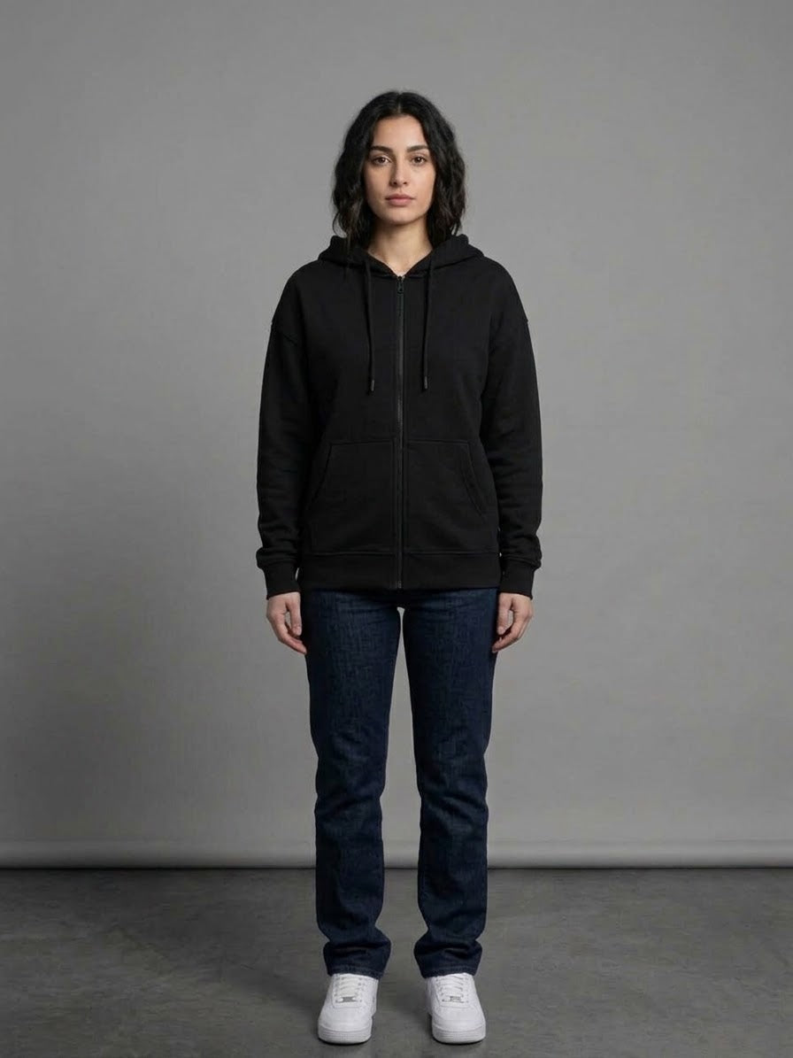 DISCLAIMER Felpa Con Zip e Cappuccio Scritta Retro Glitterata Donna Nero/Bianco