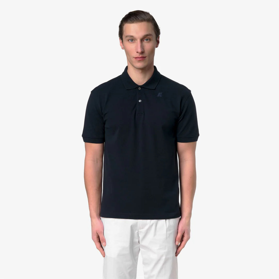 K-WAY Polo Simor Pique Logo Tono Su Tono Blu
