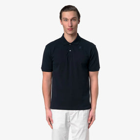 K-WAY Polo Simor Pique Logo Tono Su Tono Blu