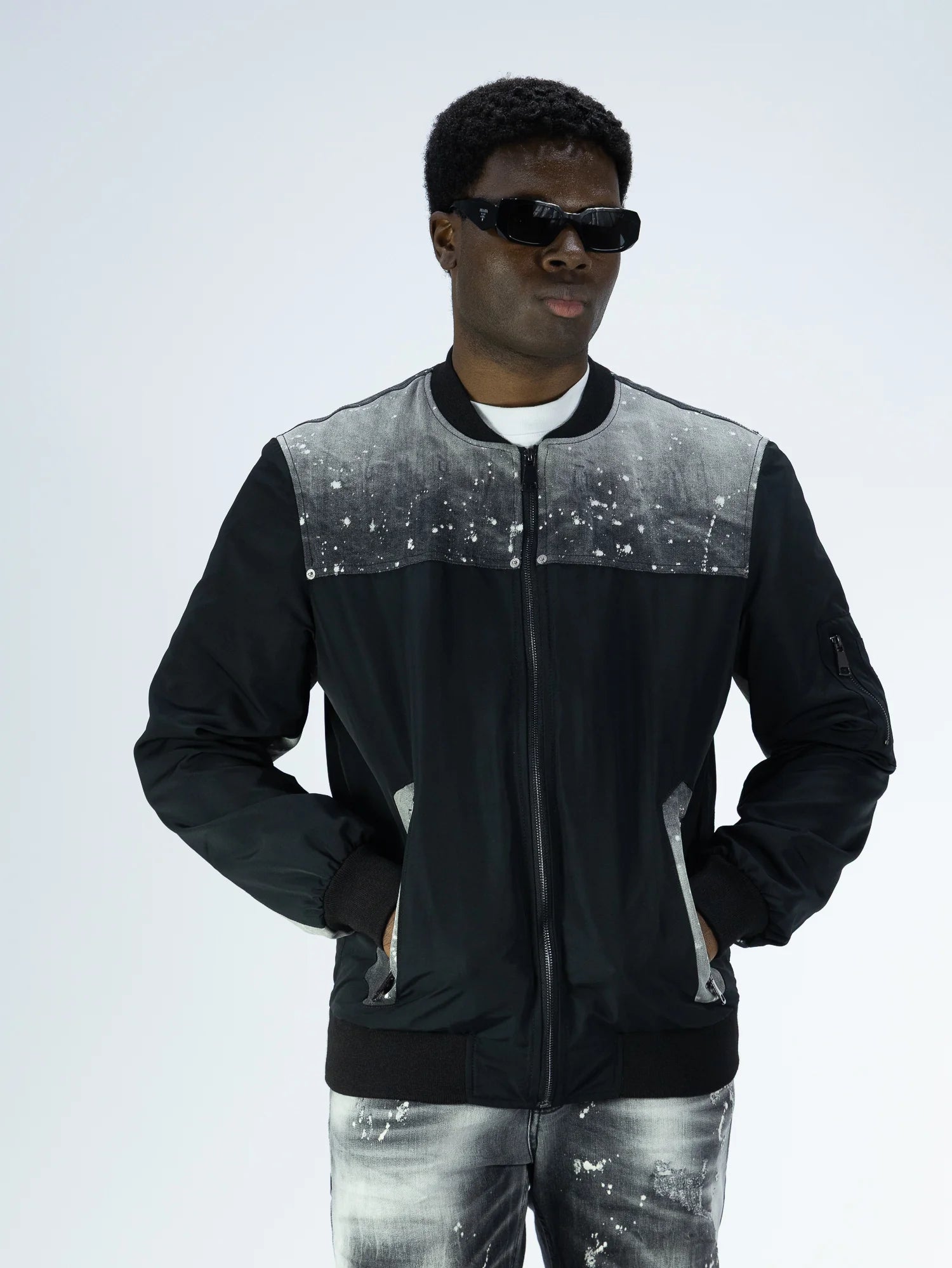 SOLDIER Jacket Con Dettagli in Jeans Nero