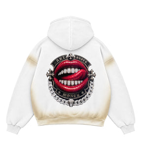 ART SUPER MONEY Felpa T-BAR Con Zio Stampa Retro Bianca