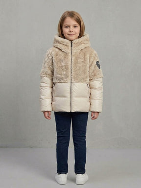 BLAUER Piumino Fanevil Junior Con Pelliccia e Logo Rimovibile Bambina Beige