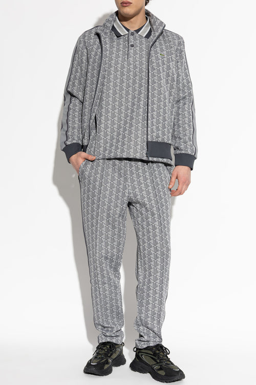 LACOSTE Monogram Felpa Con Zip Grigia e Nera
