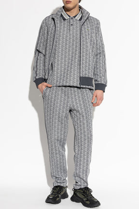 LACOSTE Monogram Felpa Con Zip Grigia e Nera