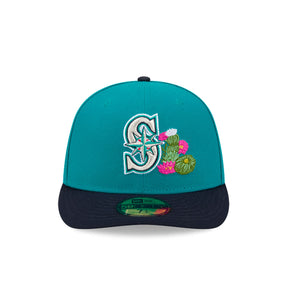 NEW ERA Cappello Con Visiera Pre-Curved 59Fifty Fitted Seattle Mariners Verde Petrolio/Blu Con Dettagli Ricamati
