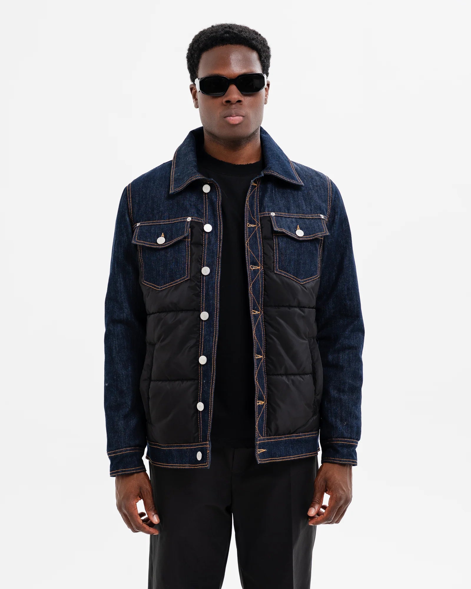 SOLDIER Giubbotto Metà Jeans Metà Giubbino Denim Scuro/Nero