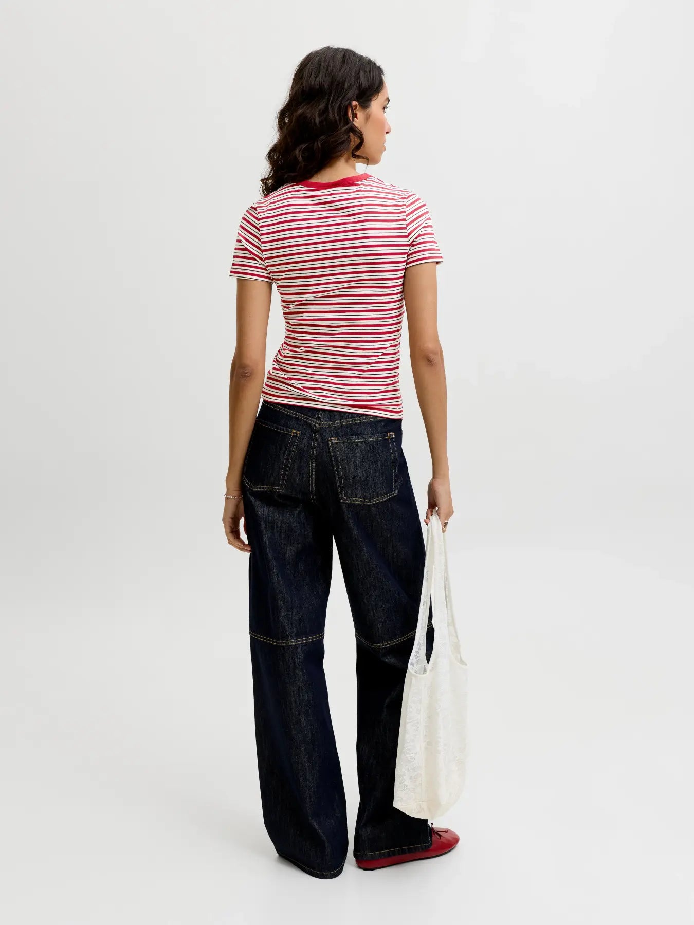 JJXX JXGIGI T-SHIRT A RIGHE ROSSA DONNA
