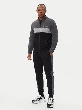 EMPORIO ARMANI Tuta Felpata Girocollo Con Zip Grigio/Nero