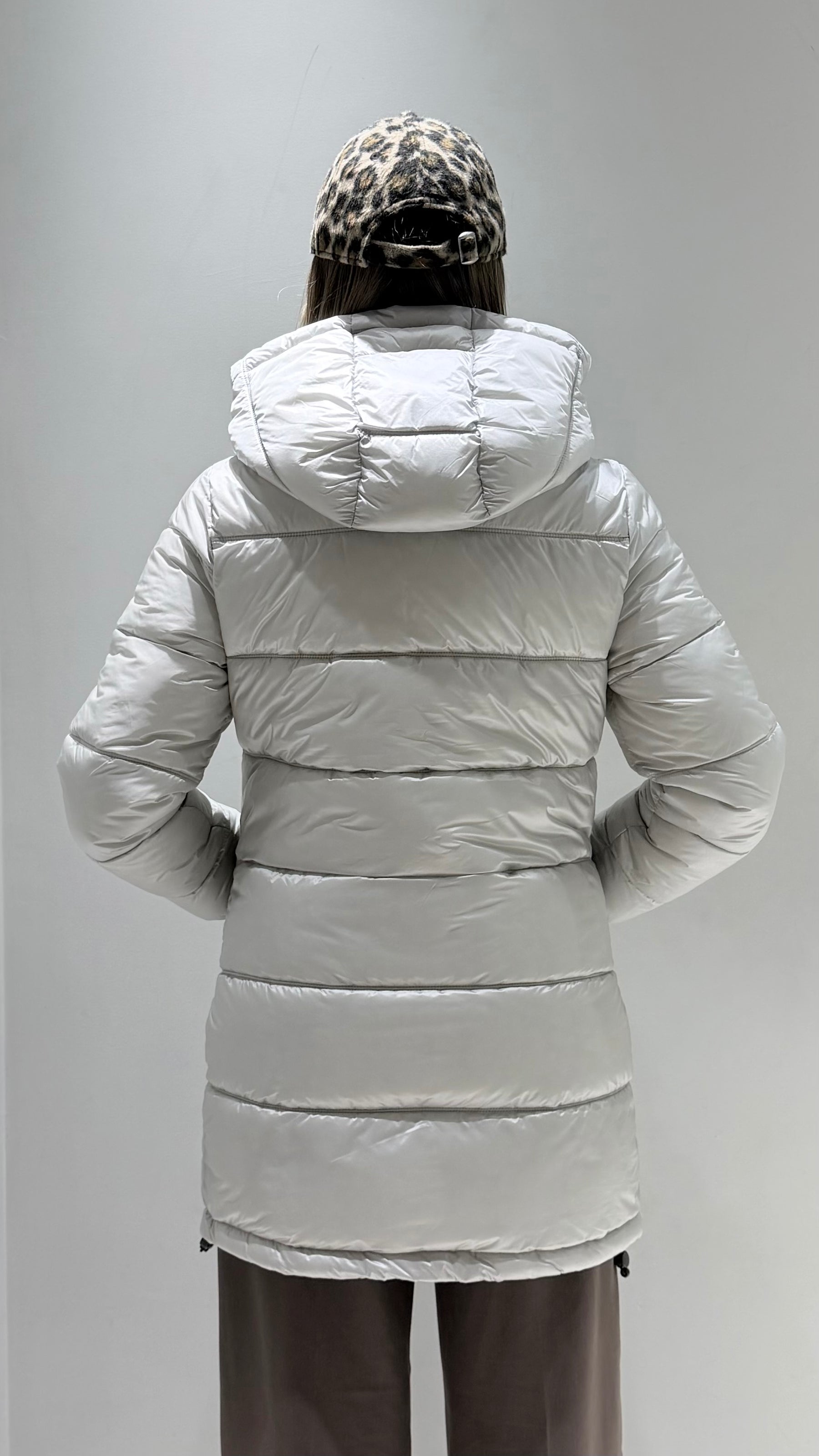 TREZ DONNA GIUBBOTTO FASCIATO LUNGO GRIGIO CHIARO