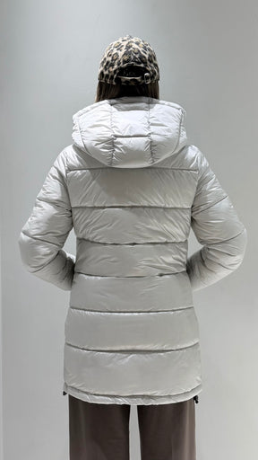 TREZ DONNA GIUBBOTTO FASCIATO LUNGO GRIGIO CHIARO