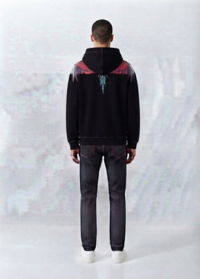 COUNTY OF MILAN Felpa Con Cappuccio Marcelo Burlon Nera Con Ali Rosse