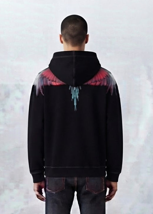 COUNTY OF MILAN Felpa Con Cappuccio Marcelo Burlon Nera Con Ali Rosse